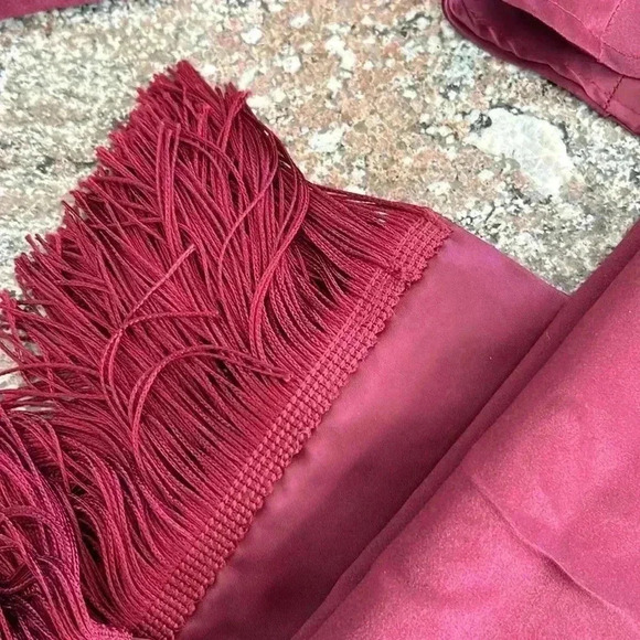 EUC Victorian Shakespeare Formal Corset Dress Floral Beaded Tulle Maxi Burgundy - Picture 12 of 13